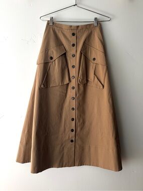 Rejina Pyo Camel Button-Front A-Line Midi Skirt